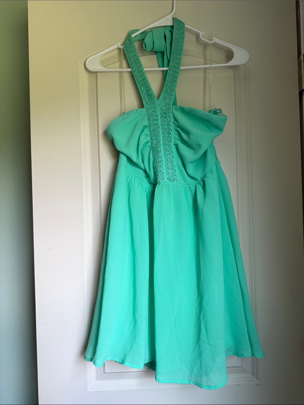 Halter Neck Formal Dress in Mint Green
